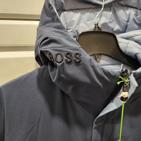 BOSS Logo-Patch Reversible Hooded Padded Jacket - Picture 10 of 15